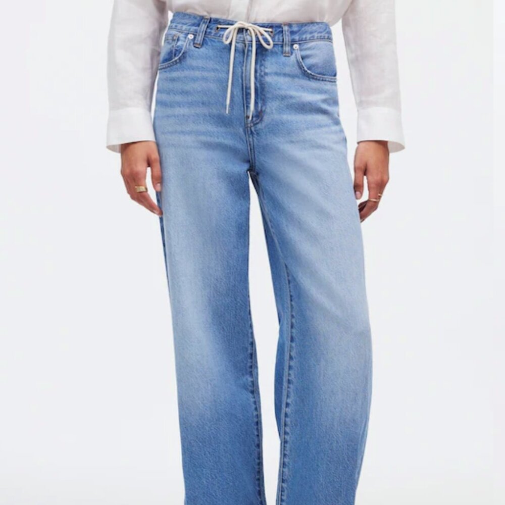 Madewell Vintage Light Blue Denim Drawstring Superwide Leg Jeans in Women's 29 - Picture 5 of 13